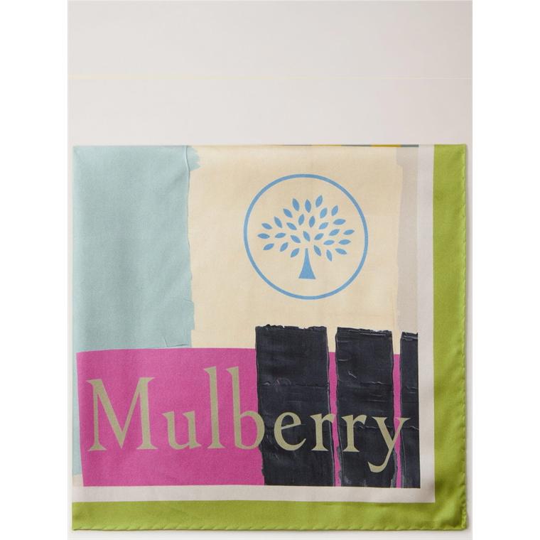 Mulberry Hand-Painted Square Meadow Green Organic Silk